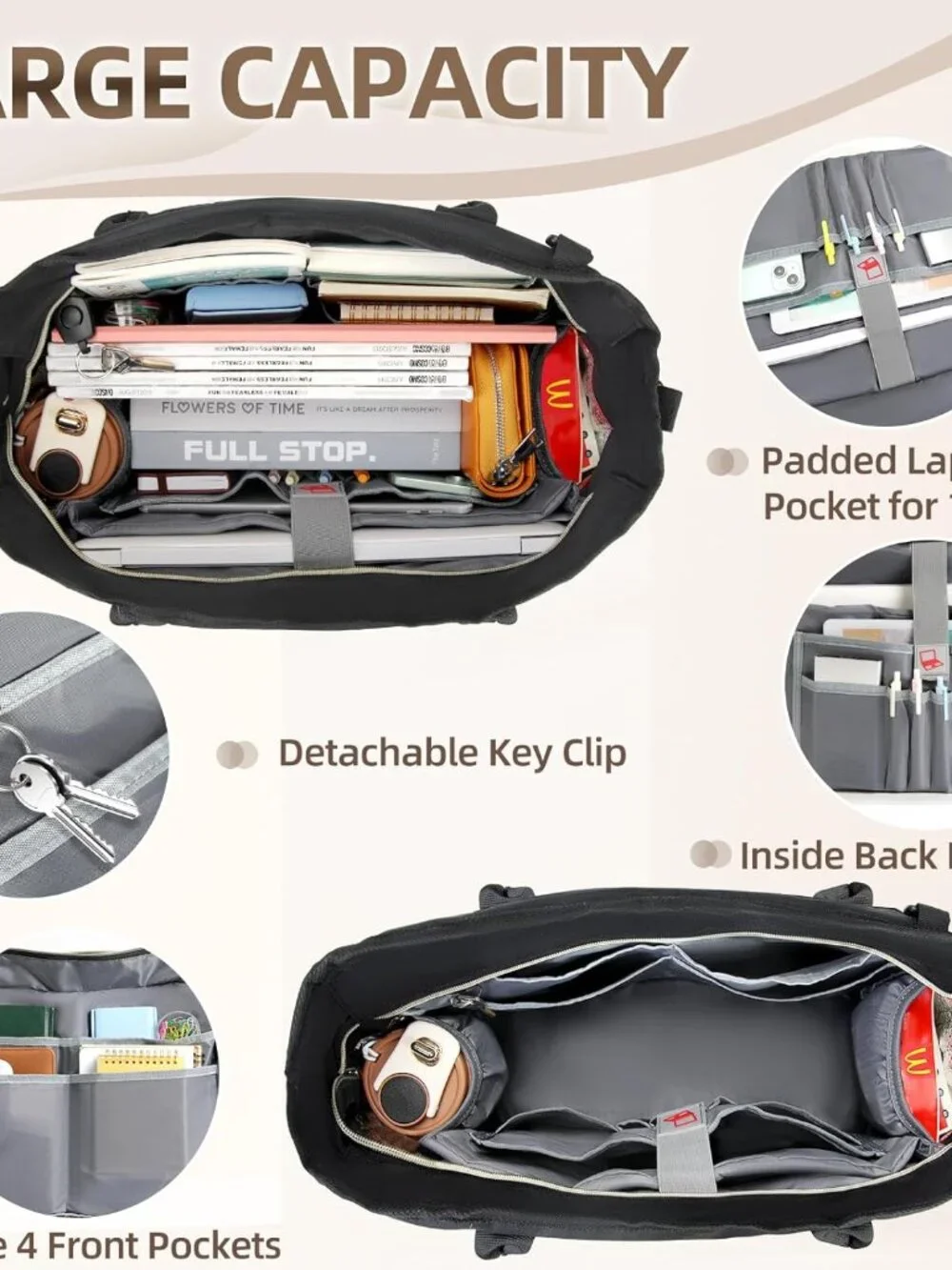 Elegant 15.6-Inch Women's Laptop Tote: Waterproof, Multi-Pocket Professional Bag